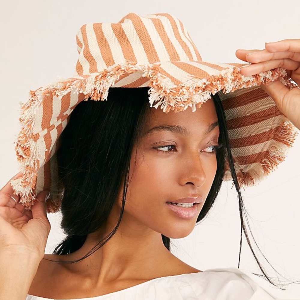 Free People Seaside Stripe Frayed Bucket Hat - Picture 3 of 4